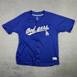 Los Angeles Dodgers Jersey Men's Extra Large Blue Buttondown #2383